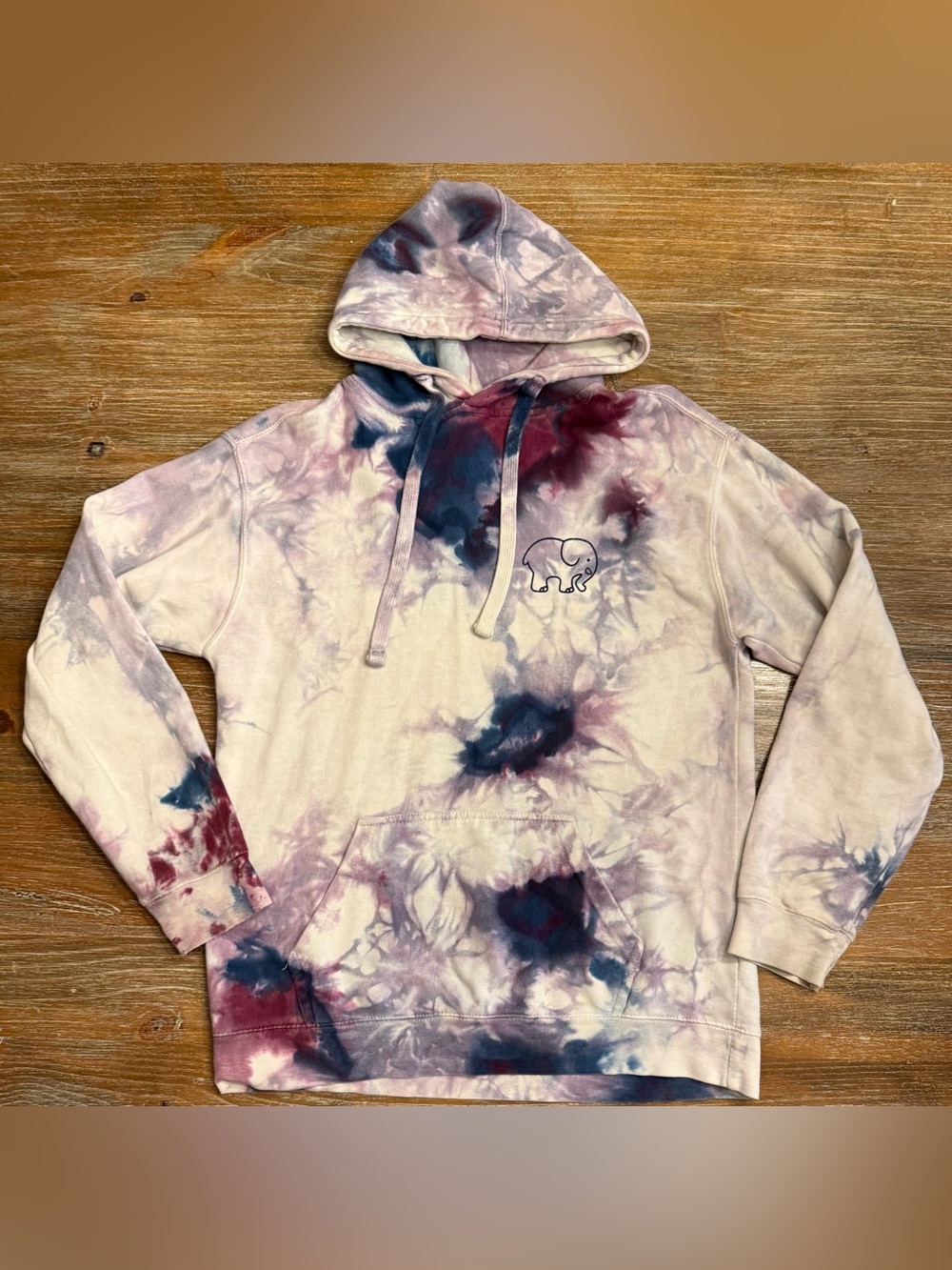 IVORY ELLA TIE DYE OVERSIZED HOODED SWEATSHIRT/HOODIE, SMALL